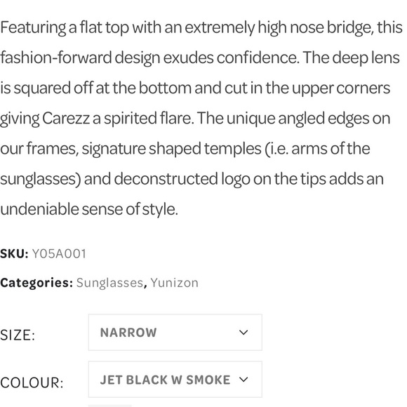 Yunizon Carezz Narrow Sunglasses - Jet Black $243 - Picture 7 of 8